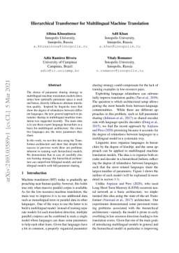 Hierarchical Transformer for Multilingual Machine Translation