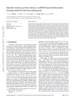 Episodic memory governs choices: An RNN-based reinforcement learning
  model for decision-making task