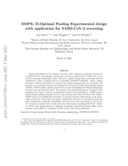 DOPE: D-Optimal Pooling Experimental design with application for
  SARS-CoV-2 screening