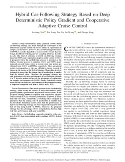 Hybrid Car-Following Strategy based on Deep Deterministic Policy
  Gradient and Cooperative Adaptive Cruise Control