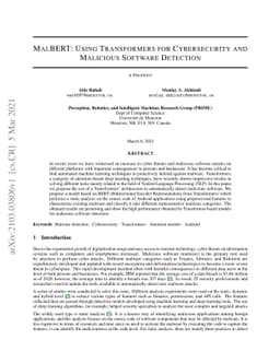 MalBERT: Using Transformers for Cybersecurity and Malicious Software
  Detection