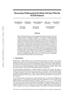 Measuring Mathematical Problem Solving With the MATH Dataset