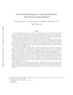 Fine-Grained Complexity and Algorithms for the Schulze Voting Method