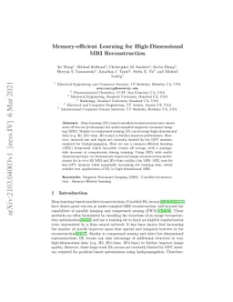 Memory-efficient Learning for High-Dimensional MRI Reconstruction
