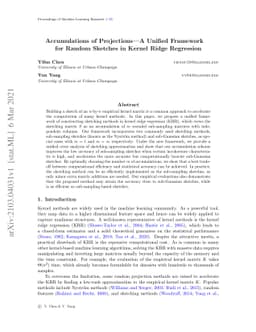 Accumulations of Projections--A Unified Framework for Random Sketches in
  Kernel Ridge Regression