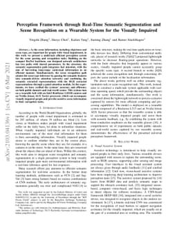 Perception Framework through Real-Time Semantic Segmentation and Scene
  Recognition on a Wearable System for the Visually Impaired