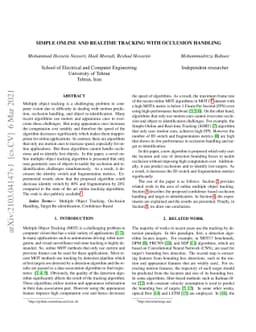 Simple online and real-time tracking with occlusion handling