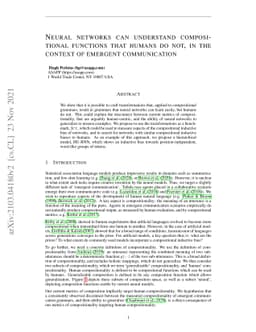 Neural networks can understand compositional functions that humans do
  not, in the context of emergent communication