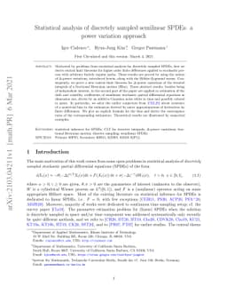 Statistical analysis of discretely sampled semilinear SPDEs: a power
  variation approach