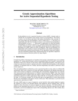 Greedy Approximation Algorithms for Active Sequential Hypothesis Testing