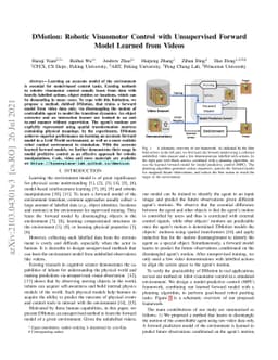 DMotion: Robotic Visuomotor Control with Unsupervised Forward Model
  Learned from Videos