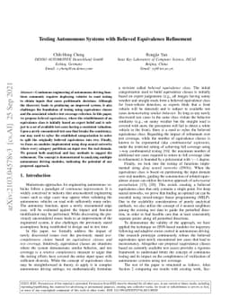 Testing Autonomous Systems with Believed Equivalence Refinement