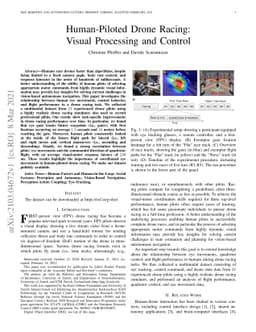 Human-Piloted Drone Racing: Visual Processing and Control