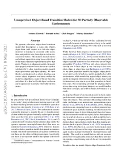 Unsupervised Object-Based Transition Models for 3D Partially Observable
  Environments