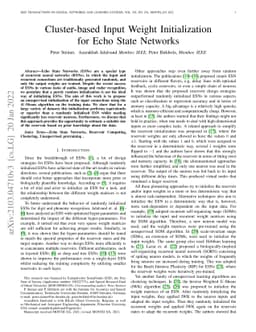Cluster-based Input Weight Initialization for Echo State Networks
