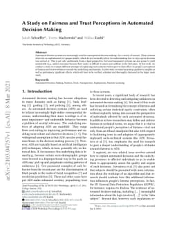 A Study on Fairness and Trust Perceptions in Automated Decision Making