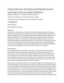 A Dual-Memory Architecture for Reinforcement Learning on Neuromorphic
  Platforms