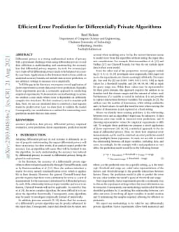 Efficient Error Prediction for Differentially Private Algorithms
