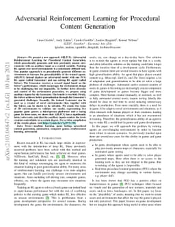 Adversarial Reinforcement Learning for Procedural Content Generation