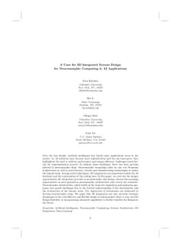 A Case for 3D Integrated System Design for Neuromorphic Computing & AI
  Applications