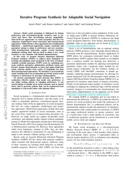 Iterative Program Synthesis for Adaptable Social Navigation