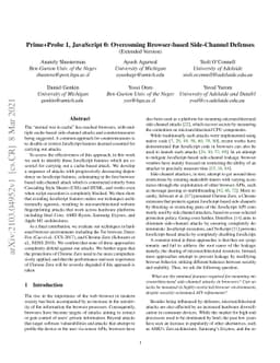 Prime+Probe 1, JavaScript 0: Overcoming Browser-based Side-Channel
  Defenses