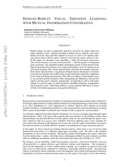 Domain-Robust Visual Imitation Learning with Mutual Information
  Constraints