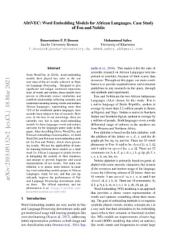AfriVEC: Word Embedding Models for African Languages. Case Study of Fon
  and Nobiin
