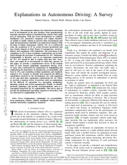 Explanations in Autonomous Driving: A Survey