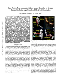 I am Robot: Neuromuscular Reinforcement Learning to Actuate Human Limbs
  through Functional Electrical Stimulation