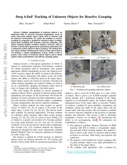 Deep 6-DoF Tracking of Unknown Objects for Reactive Grasping