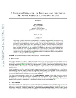 A Gradient Estimator for Time-Varying Electrical Networks with
  Non-Linear Dissipation
