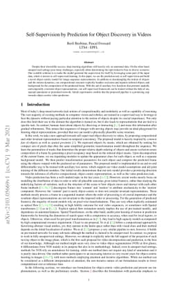 Self-Supervision by Prediction for Object Discovery in Videos