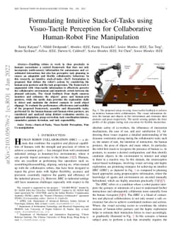 Formulating Intuitive Stack-of-Tasks using Visuo-Tactile Perception for
  Collaborative Human-Robot Fine Manipulation