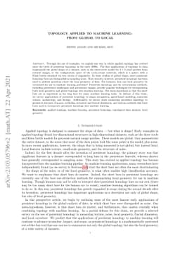 Topology Applied to Machine Learning: From Global to Local