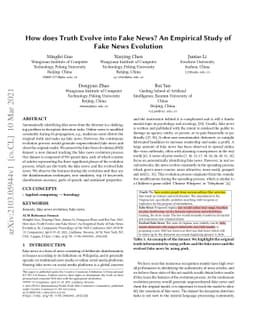 How does Truth Evolve into Fake News? An Empirical Study of Fake News
  Evolution