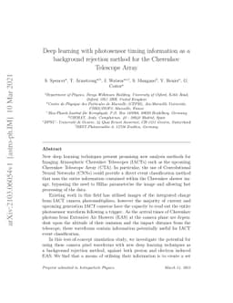 Deep learning with photosensor timing information as a background
  rejection method for the Cherenkov Telescope Array
