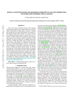 Spatial Attention-based Non-reference Perceptual Quality Prediction
  Network for Omnidirectional Images