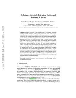 Techniques for Jointly Extracting Entities and Relations: A Survey