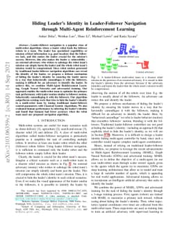 Hiding Leader's Identity in Leader-Follower Navigation through
  Multi-Agent Reinforcement Learning