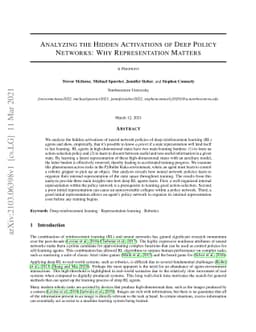 Analyzing the Hidden Activations of Deep Policy Networks: Why
  Representation Matters
