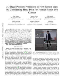 3D Head-Position Prediction in First-Person View by Considering Head
  Pose for Human-Robot Eye Contact