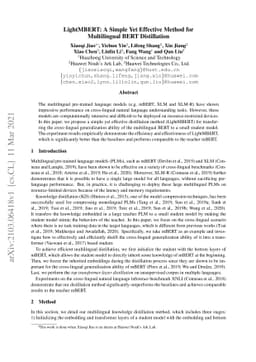 LightMBERT: A Simple Yet Effective Method for Multilingual BERT
  Distillation