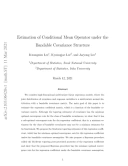 Estimation of Conditional Mean Operator under the Bandable Covariance
  Structure