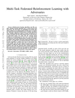 Multi-Task Federated Reinforcement Learning with Adversaries