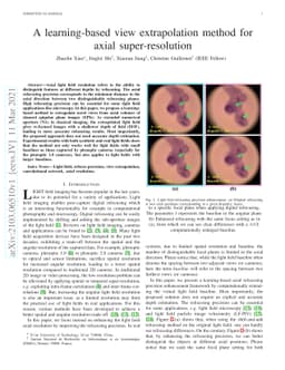 A learning-based view extrapolation method for axial super-resolution