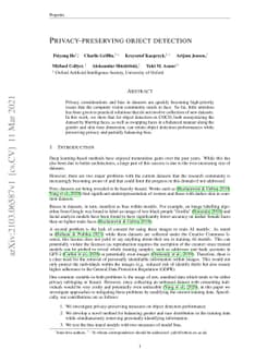 Privacy-preserving Object Detection