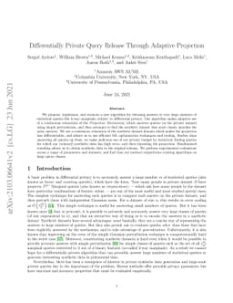 Differentially Private Query Release Through Adaptive Projection