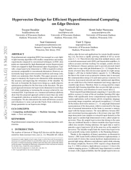 Hypervector Design for Efficient Hyperdimensional Computing on Edge
  Devices