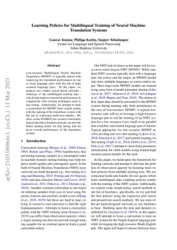 Learning Policies for Multilingual Training of Neural Machine
  Translation Systems